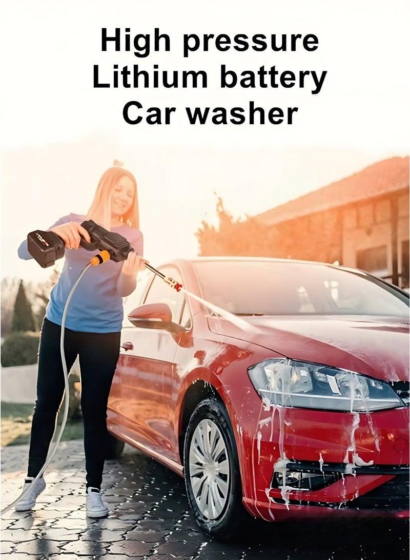 Cordless High Pressure Car Wash Gun, Rechargeable Portable Power Washer with Hose & Multi-Nozzle Spray, for Car, Bike, Patio, Garden & Outdoor Cleaning - Image 4